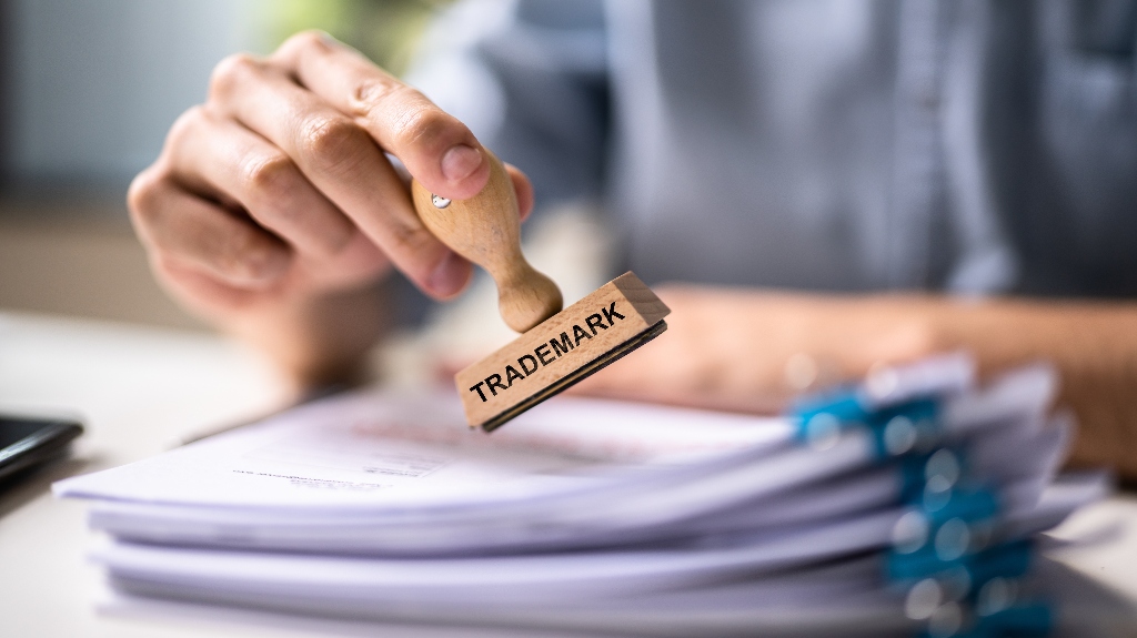 Trademark rubber stamp