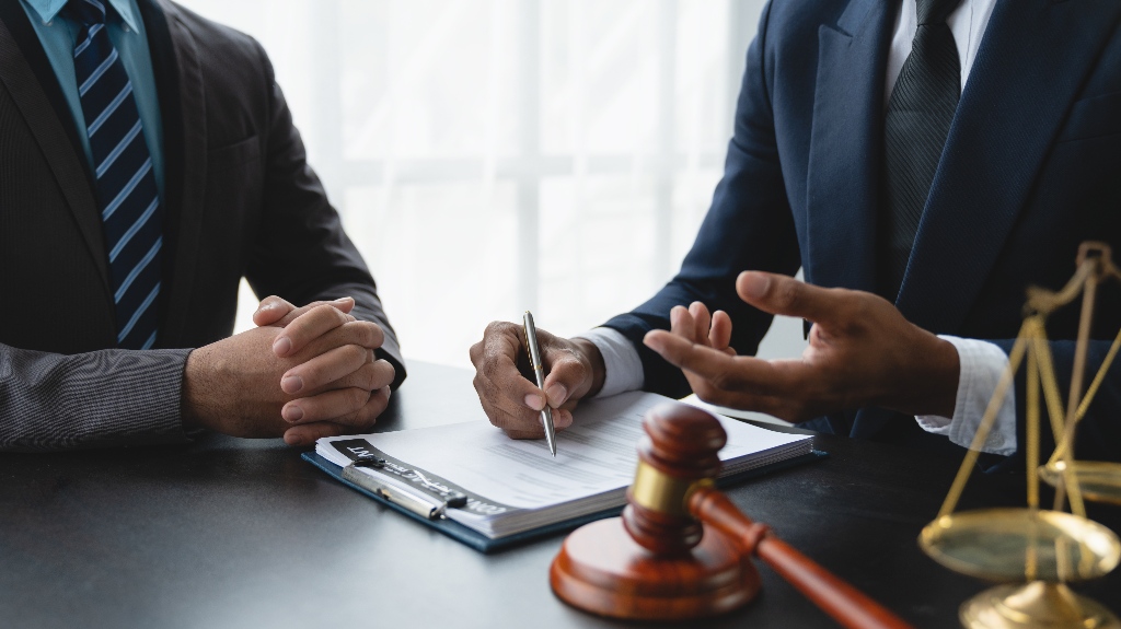 Client is consulting with lawyer