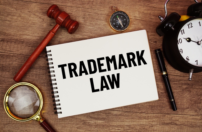 Trademark Law message written on notepad